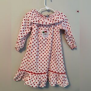 Cecil and Lou Smocked Santa Red Polka Dot Long Sleeve Dress